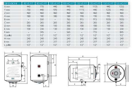 isea scaldabagno termoelettrico verticale isea swing plus mix heating 1505 orizzontale attacco a sinistra