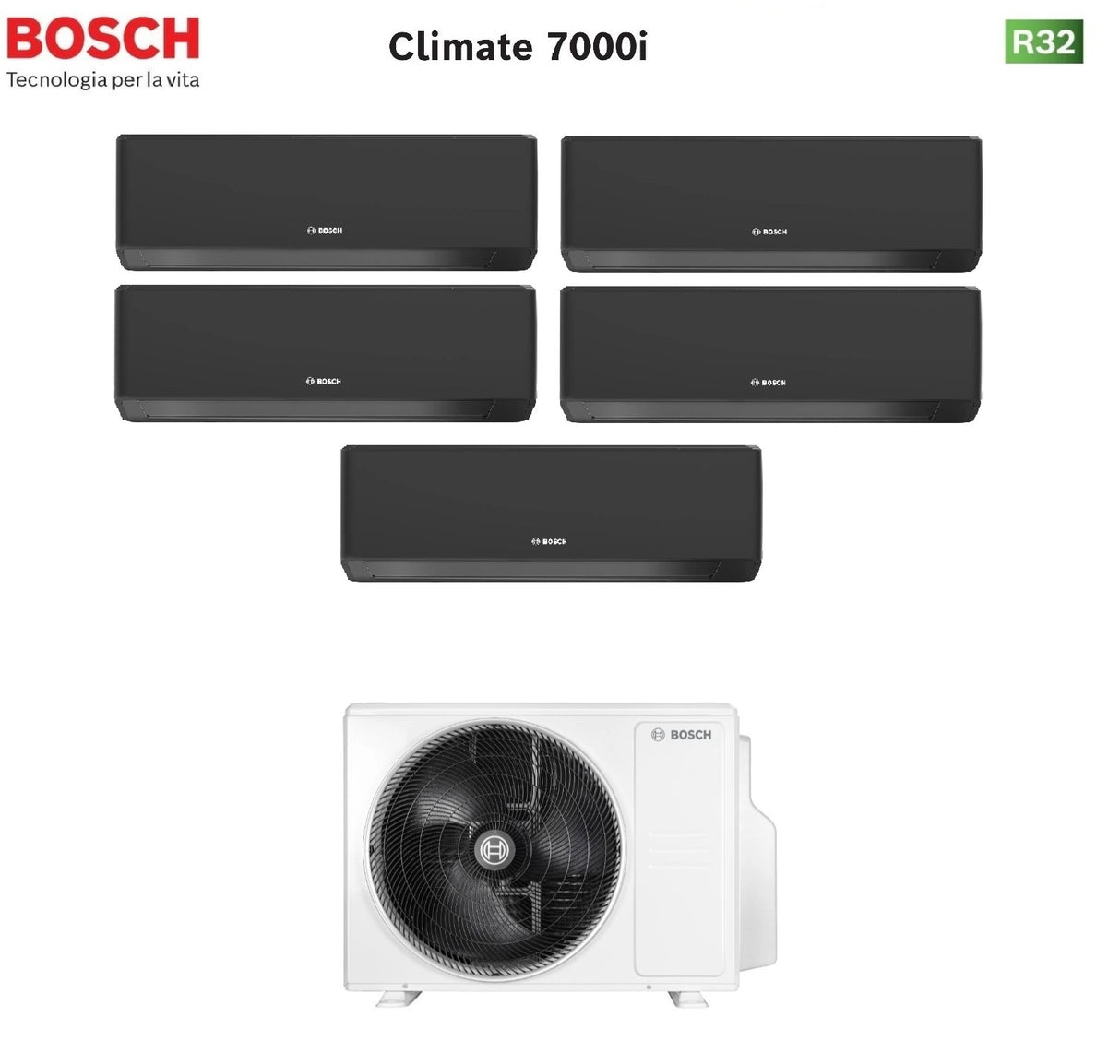 junkers bosch condizionatore penta split bosch climate 7000i black 77999 con 5000m 1255 e r 32 wi fi integrato