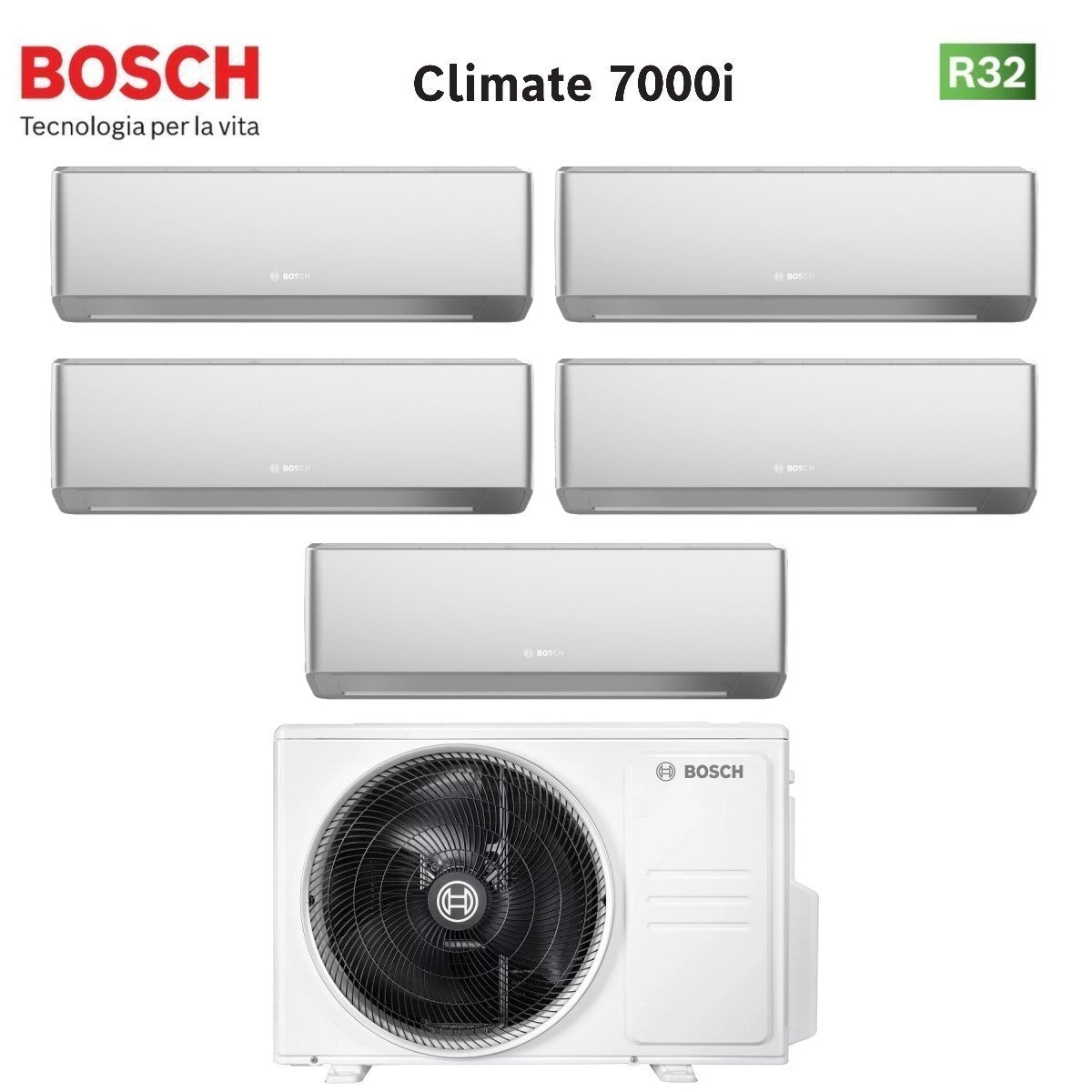 junkers bosch condizionatore penta split bosch climate 7000i silver 999912 con 5000m 1054 e r 32 wi fi integrato