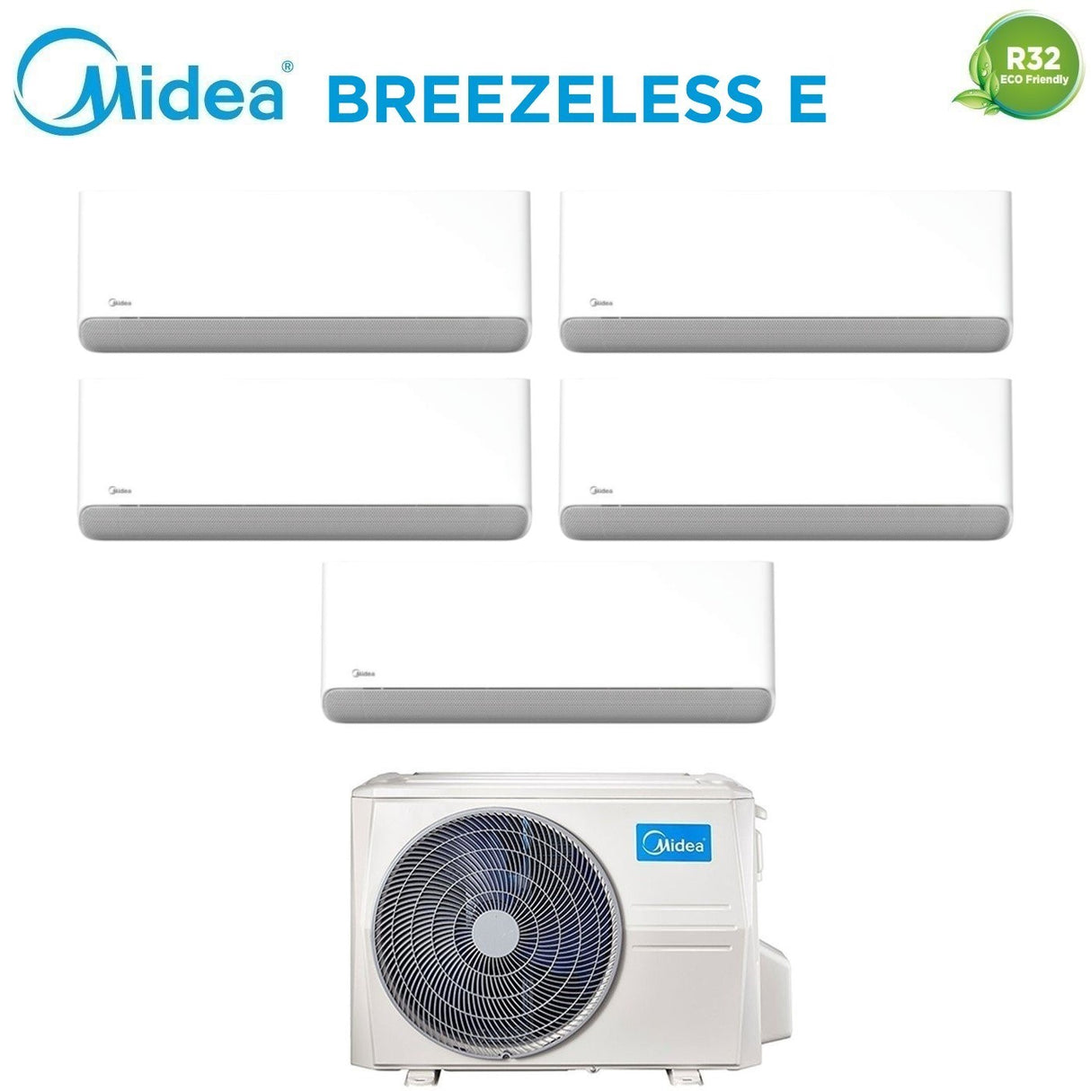 midea condizionatore penta split midea breezeless e 999912 con m5oe 42hfn8 q r 32 wi fi integrato