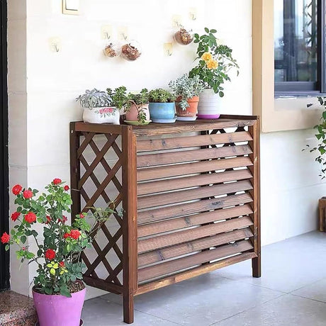 no brand copertura copri unita esterna condizionatore in legno bianco 86x50x85