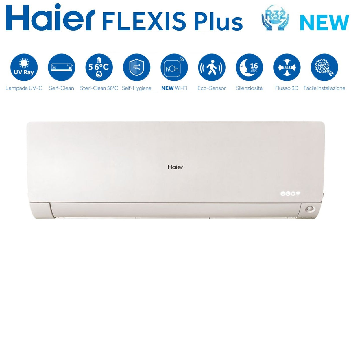 unita interna a parete haier serie flexis plus white 7000 btu as20s2sf1fa mw3 r 32 wi fi integrato colore bianco