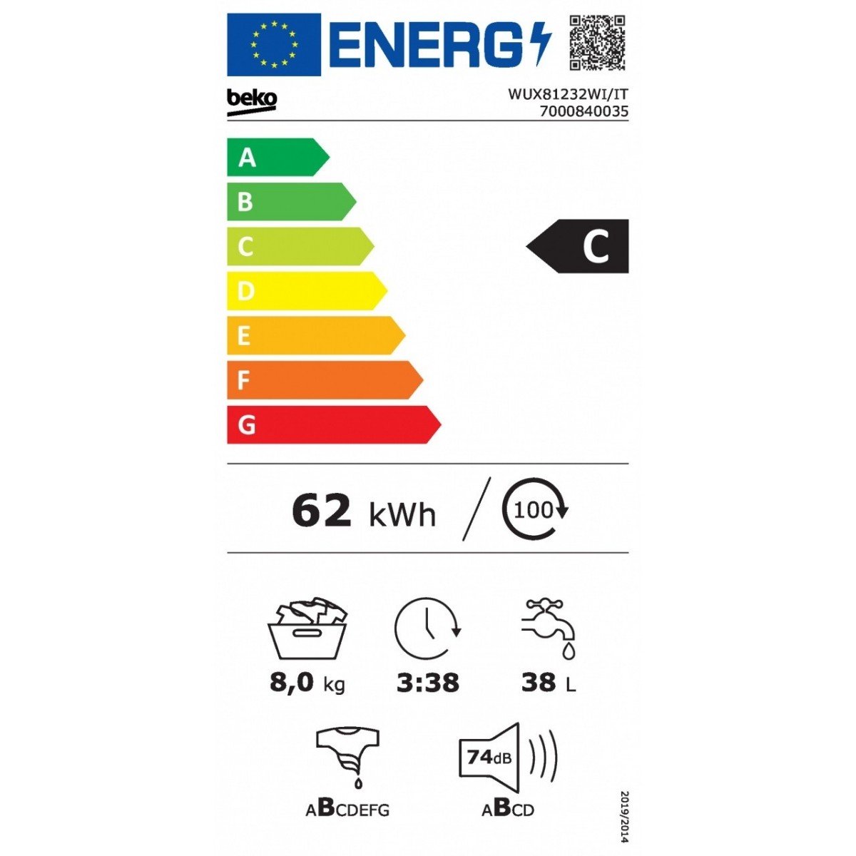 beko lav. stand. wux81232wi it 8kg