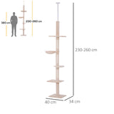 easycomfort easycomfort albero tiragraffi multilivello a soffitto con amaca e altezza regolabile 40x34x230 260cm beige