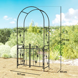 easycomfort easycomfort arco da giardino con cancello traliccio per piante rampicanti in metallo 2 2x1 m nero