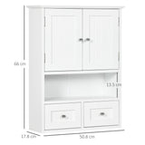 easycomfort easycomfort armadietto pensile bagno a 2 ante con ripiano aperto e 2 cassetti in legno bianco