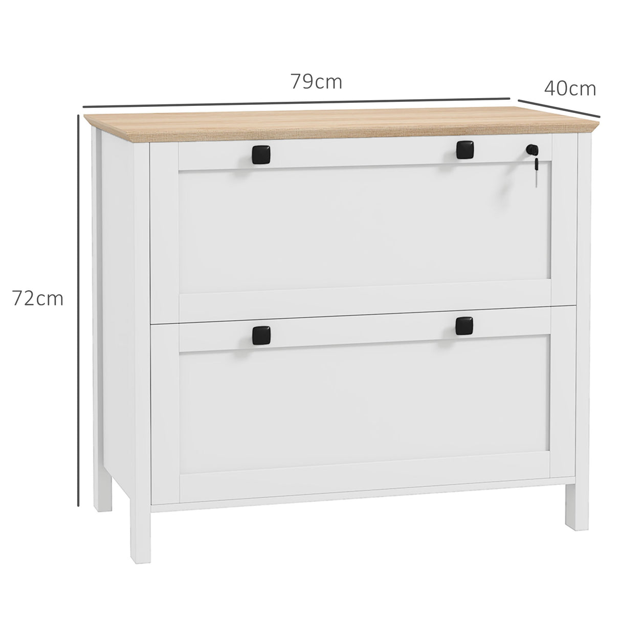 easycomfort easycomfort armadietto portadocumenti con 2 cassetti per cartelle a4 serratura e chiavi 76x40x76cm bianco