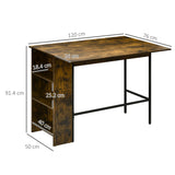 easycomfort easycomfort bancone bar pieghevole stile industriale con scaffale a 3 ripiani 120x76x91 4cm