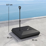 easycomfort easycomfort base per ombrellone a sbalzo in hdpe con maniglia e ruote e riempibile con acqua o sabbia 95x95x117 cm nero