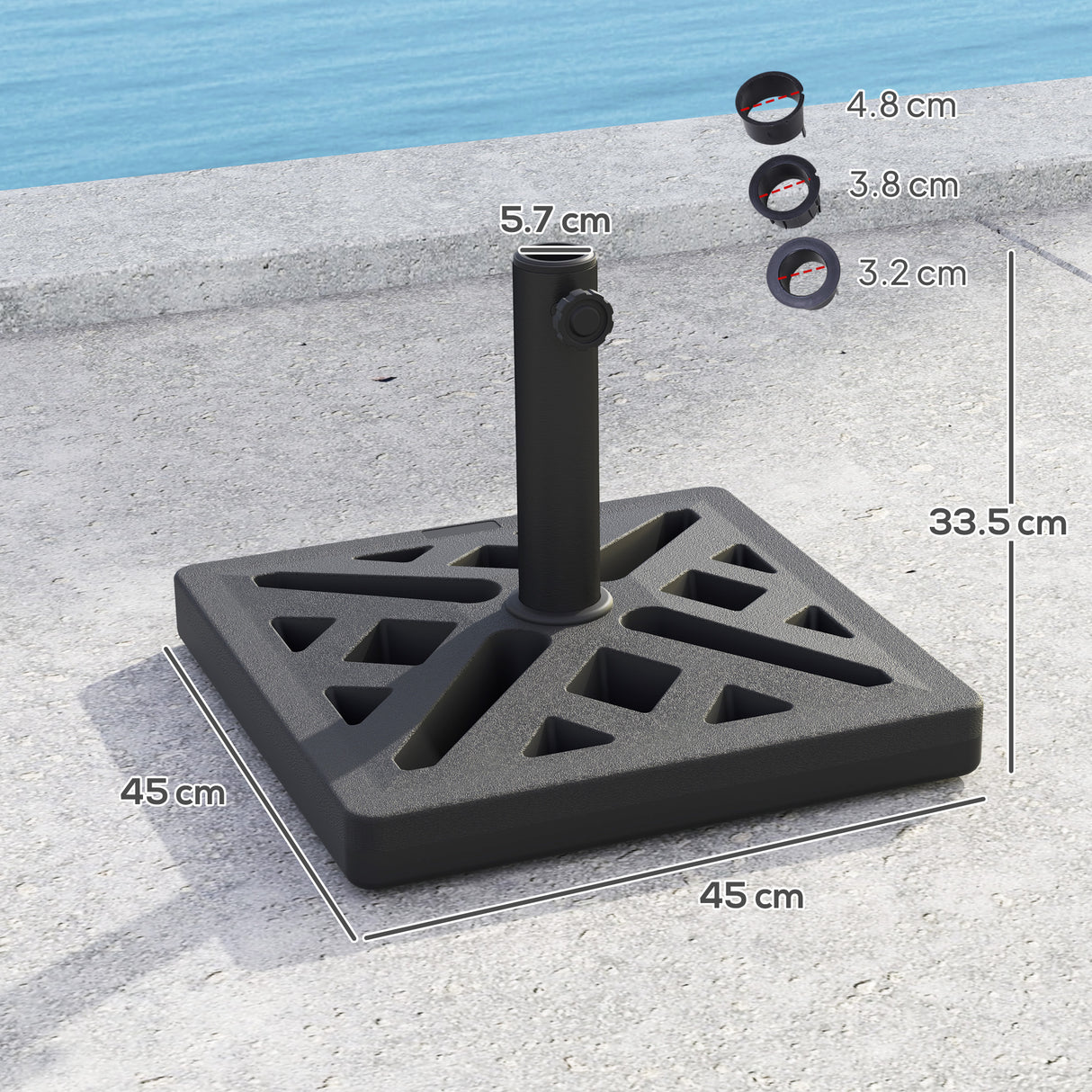 easycomfort easycomfort base per ombrellone da 15kg quadrata per ombrelloni max 2 2 m e pali da 323848 mm nero