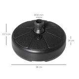 easycomfort easycomfort base per ombrellone rotonda in plastica riempibile con acqua e sabbia per pali da 38 mm 38 cm nero