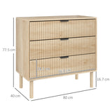 easycomfort easycomfort cassettiera 3 cassetti in legno per camera e ingresso stile nordico 80x40x77 5 cm rovere