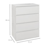 easycomfort easycomfort cassettiera 4 cassetti in legno como per camera da letto moderno e multiuso 55x33x80 cm bianco