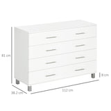easycomfort easycomfort cassettiera 4 cassetti per camera da letto in legno con maniglie in metallo bianco