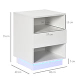 easycomfort easycomfort comodini moderni con led set 2 pezzi in truciolato bianco con cassetto e 2 ripiani aperti 40x40x55 cm