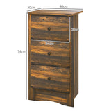 easycomfort easycomfort comodino con 3 cassetti dallo stile rustico in legno 40x30x74 cm marrone
