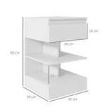 easycomfort easycomfort comodino moderno in truciolato e mdf con un cassetto e 2 ripiani 39x39x65 cm bianco