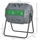 easycomfort easycomfort compostiera da giardino girevole a 2 sezioni con 8 prese daria in acciaio e pp 71x65x96 cm grigio