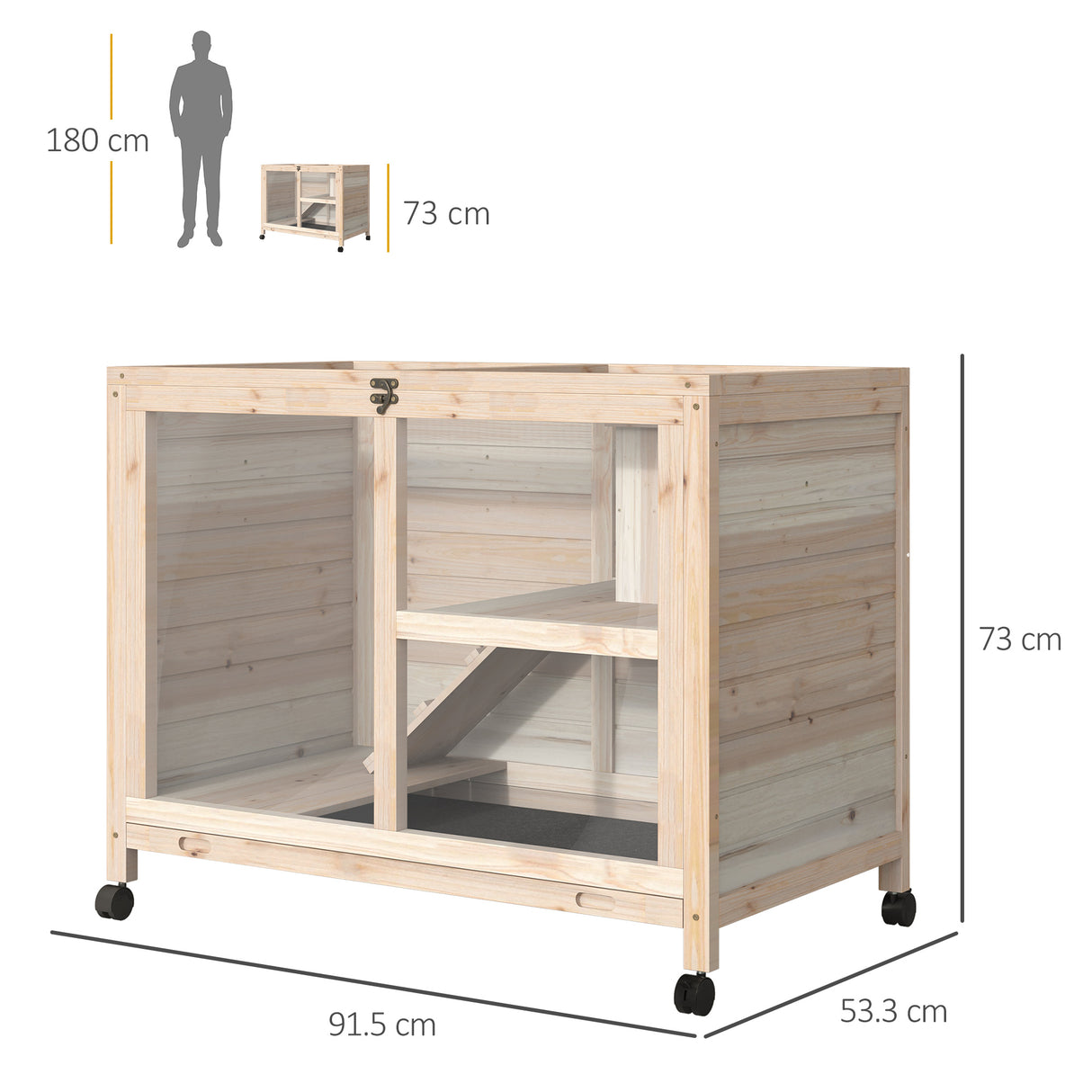 easycomfort easycomfort conigliera in legno a 2 piani con casetta rampa e vassoio estraibile 91 5x53 3x73cm
