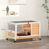 easycomfort easycomfort conigliera in legno con 4 ruote casetta per conigli e rampa 90x53x59cm giallo