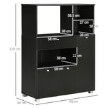 easycomfort easycomfort credenza da cucina in legno per microonde con armadietti mensole e cassetto 90x40x120 cm nero