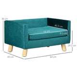 easycomfort easycomfort divanetto per cani e gatti stile scandinavo con cuscino imbottito in velluto e legno 64x45x36cm blu