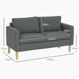 easycomfort easycomfort divano 2 posti con spazio contenitore e 2 cuscini in tessuto effetto velluto e legno 140x63x79 cm grigio