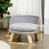 easycomfort easycomfort divano per gatti e cani rotondo in peluche e legno con cuscino extra 40 5x33 cm grigio