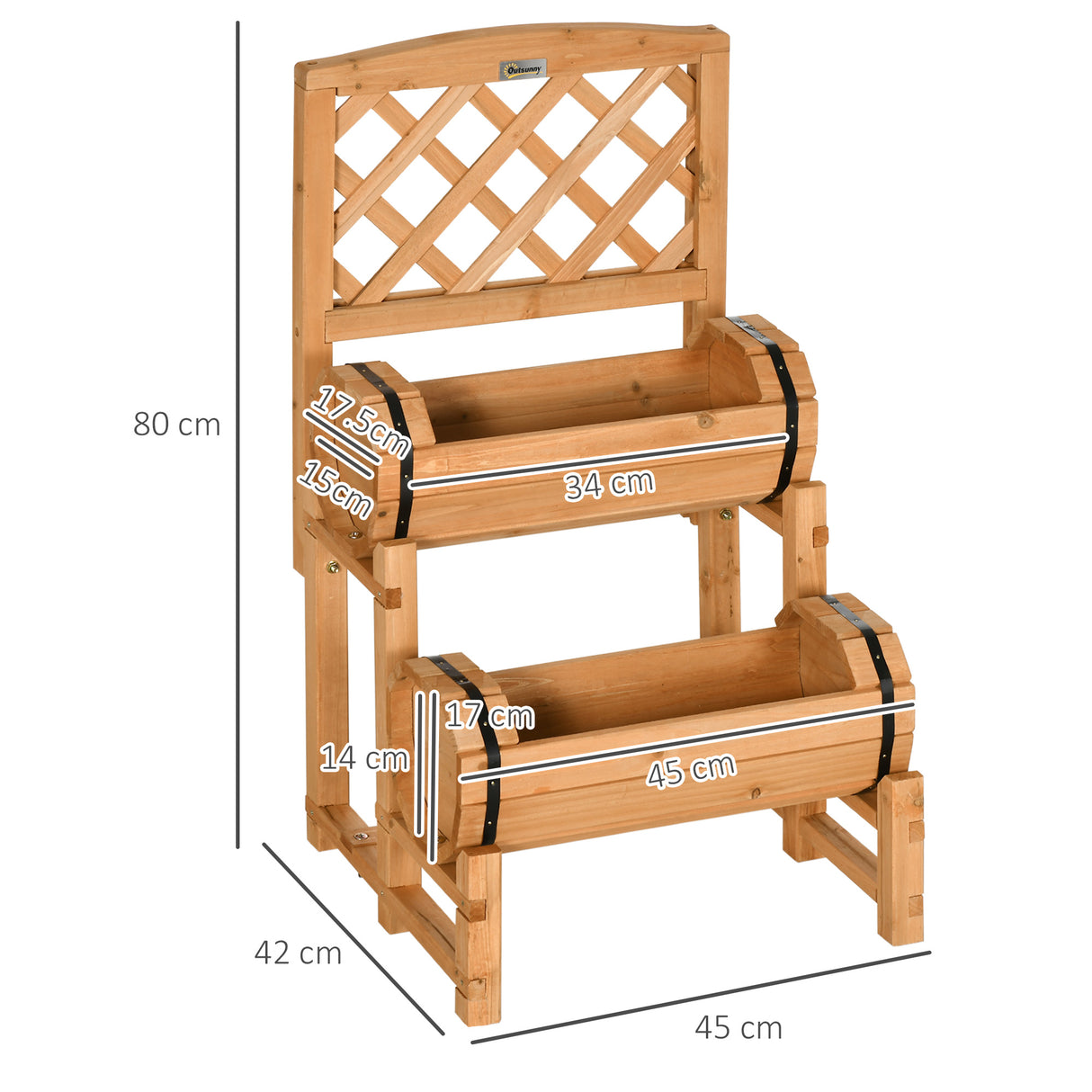 easycomfort easycomfort fioriera da esterno a mezza botte in legno dabete con design verticale rialzato 45x45x80 cm