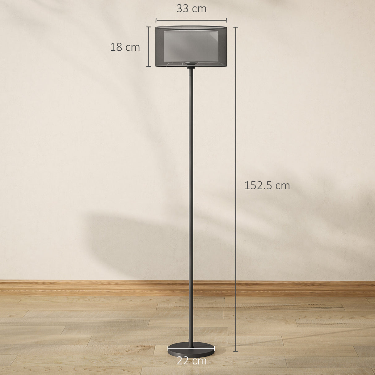 easycomfort easycomfort lampada da terra moderna con doppio paralume e interruttore a pedale 33 x 152 5 cm nero