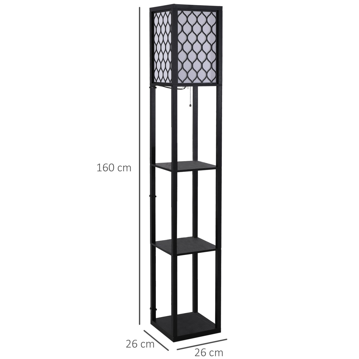 easycomfort easycomfort lampada lampadina da terra salvaspazio con ripiani durevole cotone mdf 26 x 26 x 160 cm nero bianco ean 8054111842280