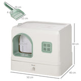 easycomfort easycomfort lettiera per gatti coperta con deodoranti vassoio e paletta in abs e pp 50x40x40 cm verde e bianco