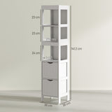 easycomfort easycomfort mobile bagno con 3 ripiani aperti e 2 cassetti in legno 30x30x141 2 cm bianco