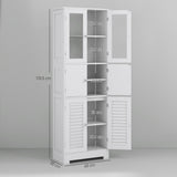 easycomfort easycomfort mobile colonna bagno con 3 armadietti e ante in vetro e a persiana 60x30x170 5cm bianco