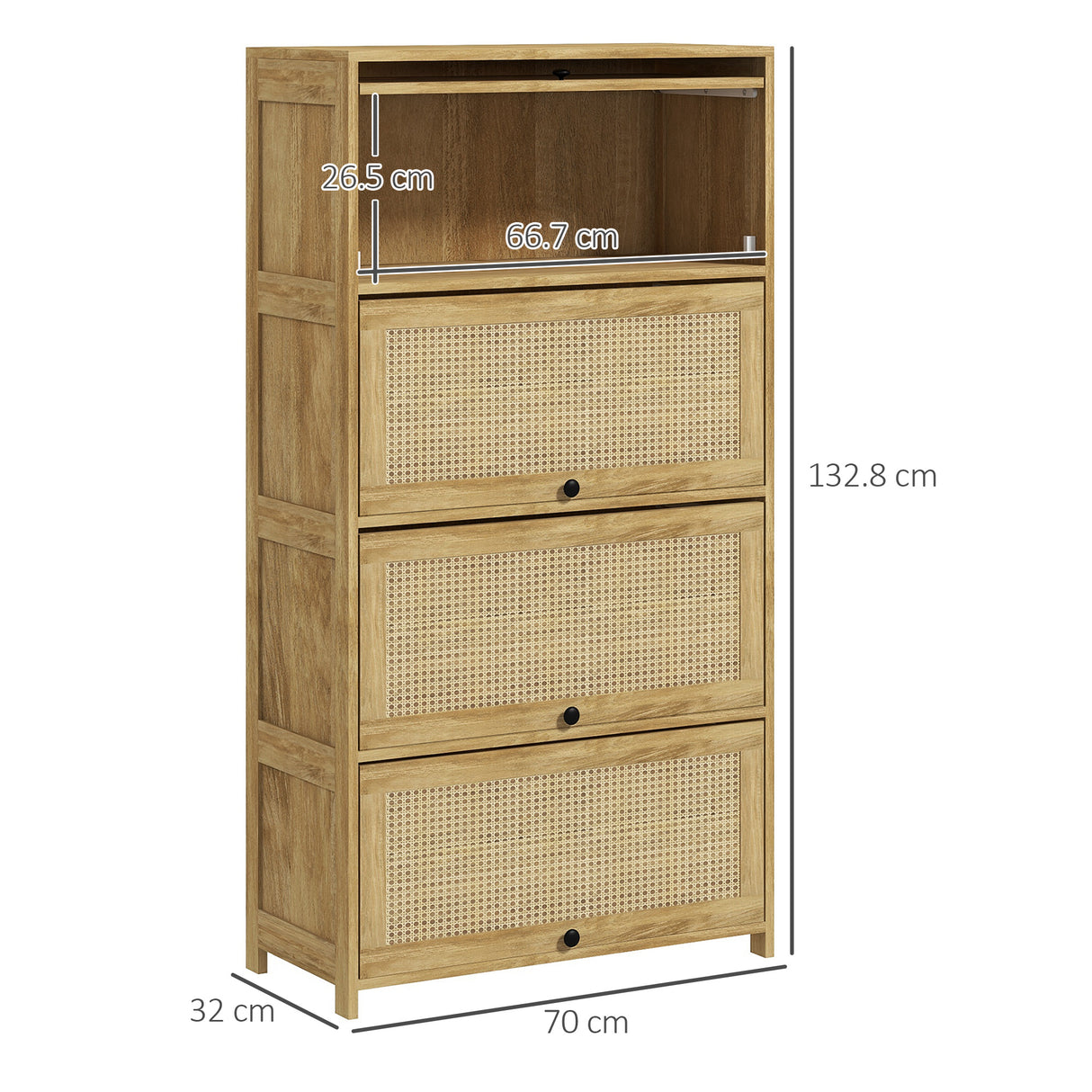 easycomfort easycomfort mobile cucina in stile boho con 4 ante a ribalta in truciolato e rattan 70x32x132 8 cm