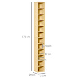 easycomfort easycomfort mobile libreria porta cd a 12 ripiani per 204 cd in mdf e truciolato 21x20x175 cm color legno