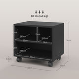 easycomfort easycomfort mobile porta stampante a 2 livelli con 3 scomparti e ruote per ufficio e studio 40x30x36cm nero