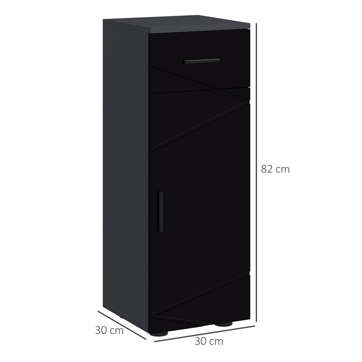 easycomfort easycomfort mobiletto bagno in truciolato con cassetto e armadietto a 2 livelli regolabili 30x30x82 cm nero e grigio