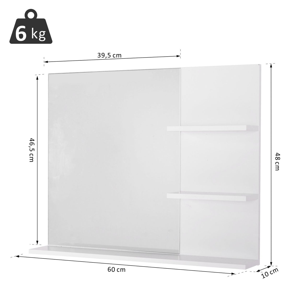 easycomfort easycomfort mobiletto pensile bagno 60 x 10 x 48cm con specchio e 3 ripiani armadietto a parete in mdf bianco ean 8054111841351