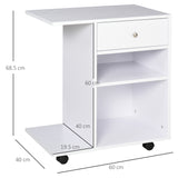 easycomfort easycomfort mobiletto per stampante in legno con 4 ruote mensola regolabile e piano per cpu bianco