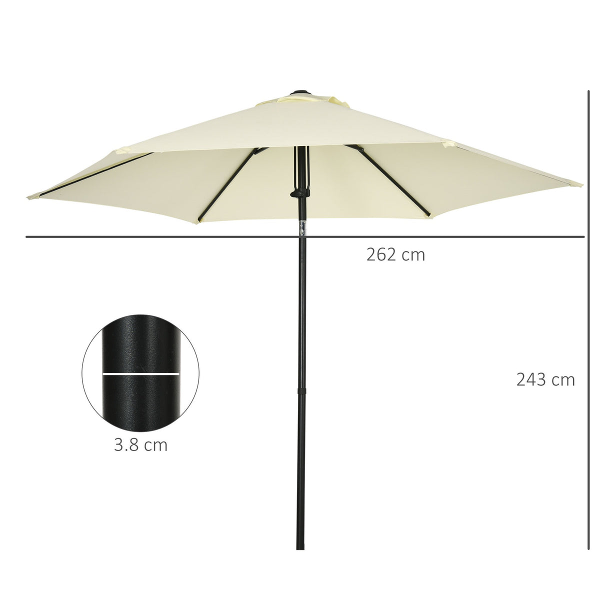 easycomfort easycomfort ombrellone da giardino 2 7x2 5 m in poliestere e metallo con tettuccio inclinabile beige nero