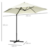easycomfort easycomfort ombrellone da giardino a sbalzo 2 6x2 5 m con rotazione a 360 e manovella beige