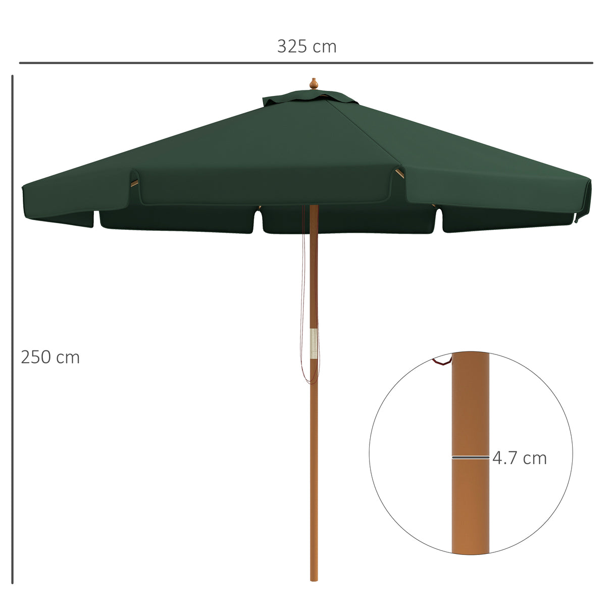 easycomfort easycomfort ombrellone da giardino con doppio tettuccio in bambu e poliestere 325x250 cm verde