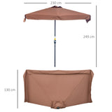 easycomfort easycomfort ombrellone semicircolare 2 3x1 3 m da terrazza e giardino per parete con manovella caffe