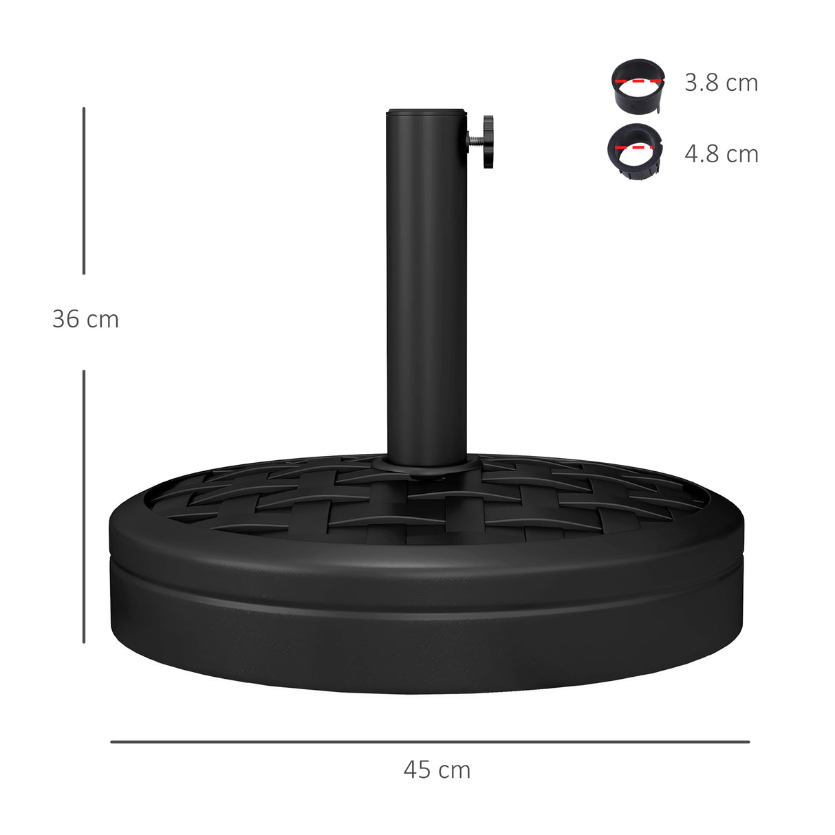 easycomfort easycomfort outusnny base per ombrellone da 18 kg con manovella girevole in acciaio hdpe e cemento 45x36 cm nero