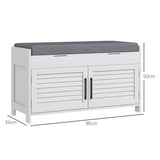 easycomfort easycomfort panca scarpiera con ripiano interno regolabile su 3 livelli in mdf e simil lino 90x36x50 cm bianco e grigio