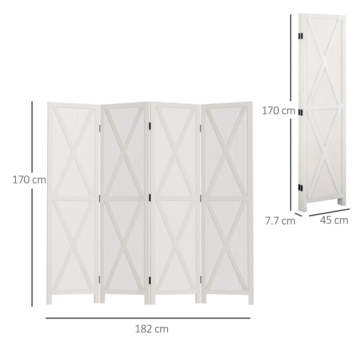 easycomfort easycomfort paravento a 4 ante per interni divisorio in legno per camera e ufficio 182x170 cm bianco