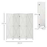 easycomfort easycomfort paravento a 4 ante per interni divisorio in legno per camera e ufficio 182x170 cm bianco