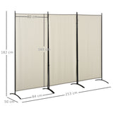 easycomfort easycomfort paravento separe da interno a 3 pannelli pieghevole in metallo e poliestere 253x50x182cm beige
