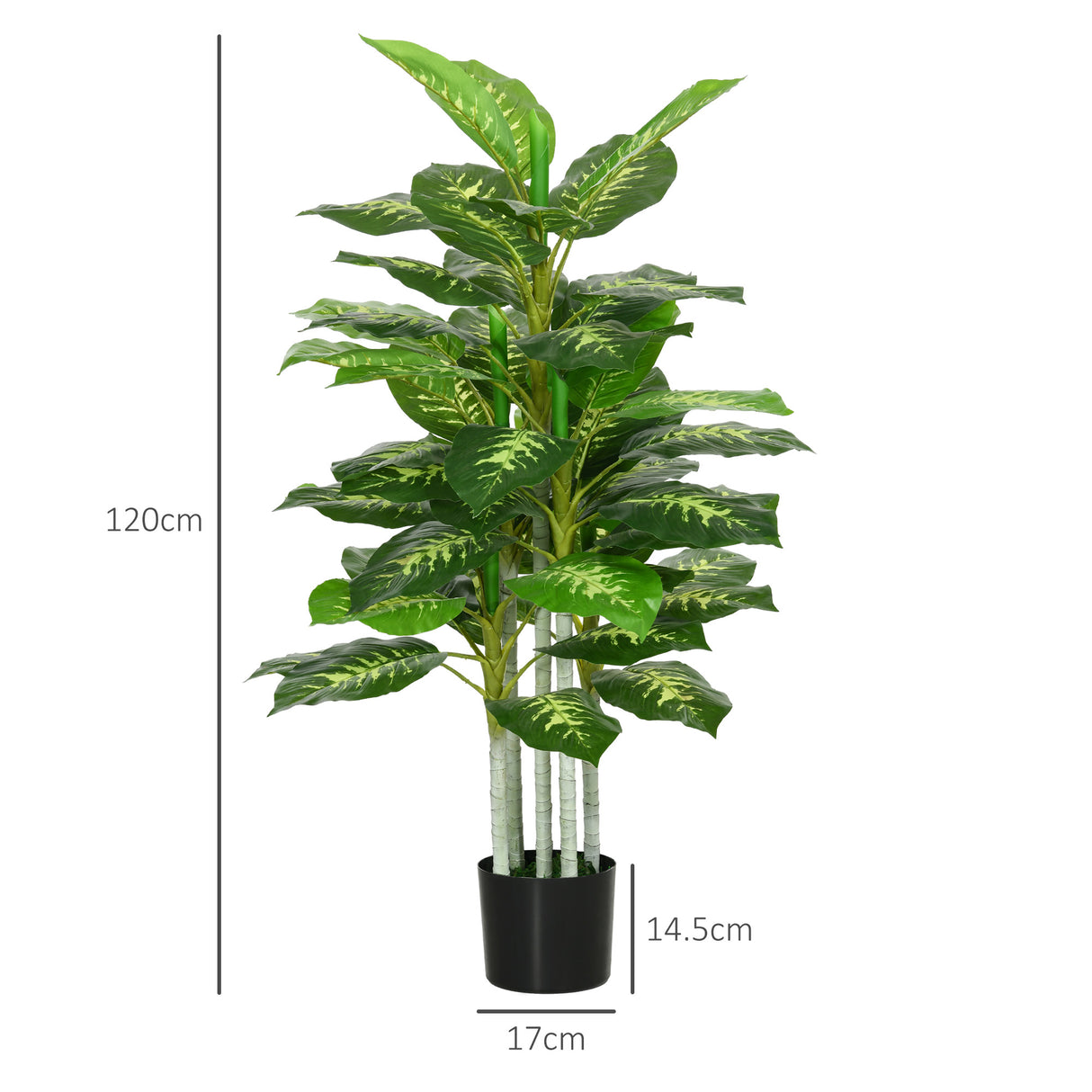easycomfort easycomfort pianta artificiale decorativa alta 120 cm con vaso nero per interni ed esterni